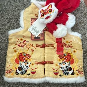 Chinese luna new Year Traditional Tang vest Embroidery Festive Outfit wi…